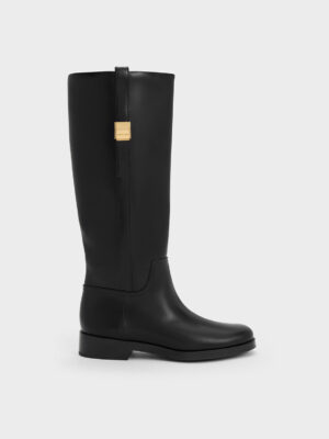 CHARLES & KEITH - Yvette Metallic-Accent Knee-High Boots