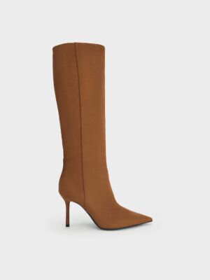 CHARLES & KEITH - Faux Suede Pointed Stiletto Knee-High Boots