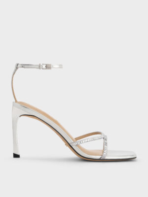 CHARLES & KEITH - Jaylene Metallic Leather Gem Stiletto Sandals