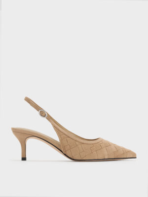 CHARLES & KEITH - Ivette Faux Suede Woven Pointed-Toe Slingback Pumps