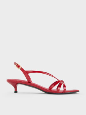CHARLES & KEITH - Patent Kitten-Heel Strappy Sandals
