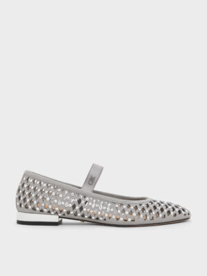 CHARLES & KEITH - Studded Cut-Out Ballet Flats