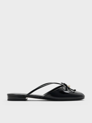 CHARLES & KEITH - Pearl-Accent Bow Flat Mules