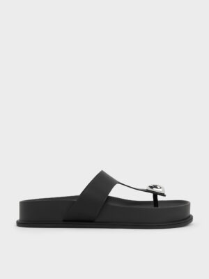 CHARLES & KEITH - Sculpted-Accent Flatform Thong Sandals