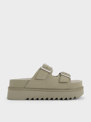 CHARLES & KEITH - Buckled Double-Strap Flatform Sandals