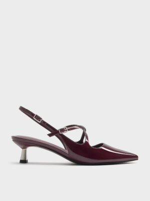 CHARLES & KEITH - Pauline Patent Crossover Kitten Heels