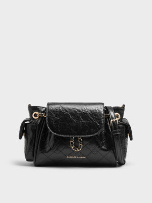CHARLES & KEITH - Duo Quilted Two-Way Front Flap Backpack