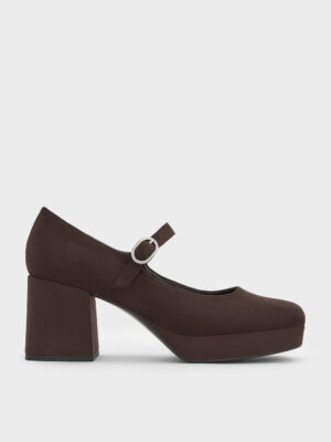 CHARLES & KEITH - Faux Suede Platform Mary Jane Pumps