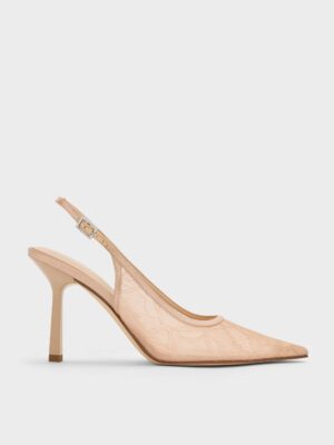 CHARLES & KEITH - Lace & Satin Slingback Pumps
