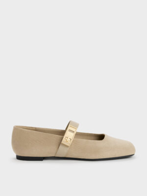 CHARLES & KEITH - Lando Faux Suede Mary Jane Flats