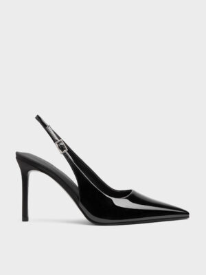 CHARLES & KEITH - Patent Pointed Slingback Pumps