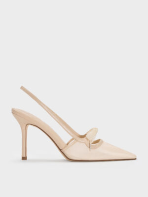 CHARLES & KEITH - Venetia Mesh Bow Pointed Slingback Pumps