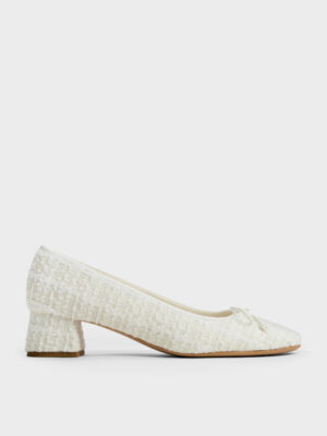 CHARLES & KEITH - Tweed Bow Ballet Pumps