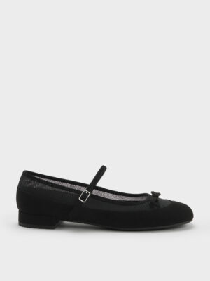 CHARLES & KEITH - Mulligan Faux Suede & Mesh Mary Janes