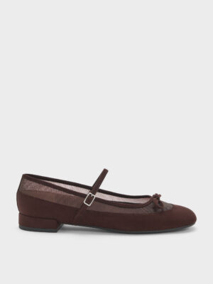 CHARLES & KEITH - Mulligan Faux Suede & Mesh Mary Janes