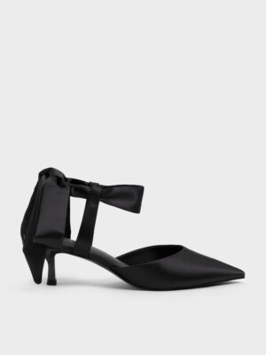 CHARLES & KEITH - Satin Tie-Around Pointed Kitten Heels