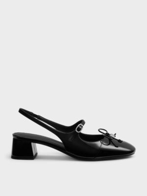 CHARLES & KEITH - Patent Bow Slingback Pumps