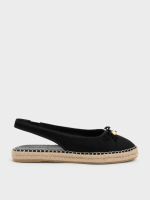 CHARLES & KEITH - Faux Suede Bow Slingback Espadrilles
