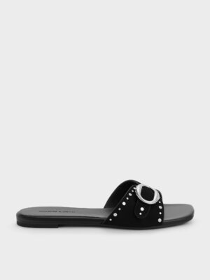 CHARLES & KEITH - Studded Buckled Slide Sandals