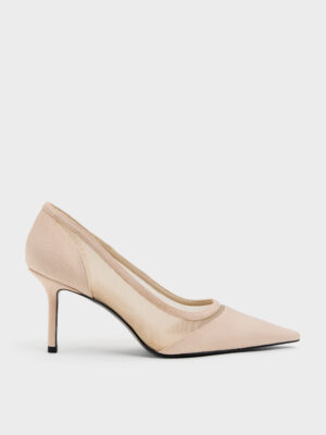 CHARLES & KEITH - Faux Suede & Mesh Pointed Pumps