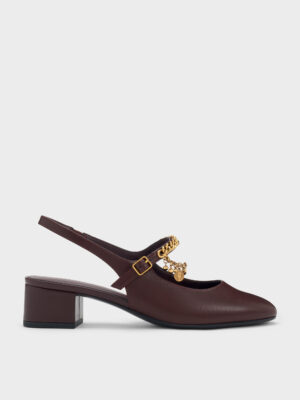 CHARLES & KEITH - Double-Chain Charm Mary Jane Slingback Pumps