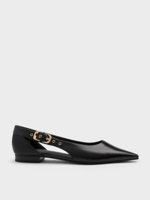 CHARLES & KEITH - Buckled Cut-Out Ballet Flats