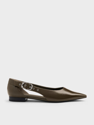 CHARLES & KEITH - Buckled Cut-Out Ballet Flats
