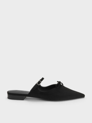 CHARLES & KEITH - Faux Suede Bow Mary Jane Mules