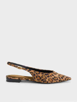 CHARLES & KEITH - Emelia Leopard-Print Slingback Flats