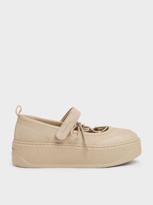 CHARLES & KEITH - Faux Suede Mary Jane Platform Sneakers