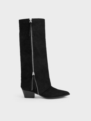 CHARLES & KEITH - Aether Faux Suede Tassel-Zip Knee-High Boots