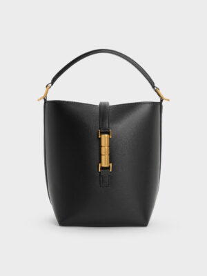 CHARLES & KEITH - Cesia Metallic-Accent Bucket Bag