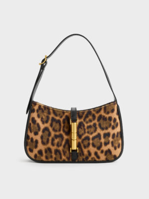 CHARLES & KEITH - Cesia Leopard-Print Metallic-Accent Shoulder Bag