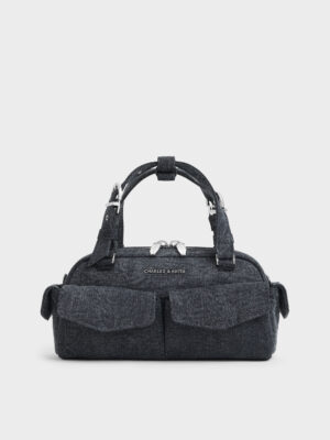 CHARLES & KEITH - Rachel Denim Multi-Pocket Bowling Bag