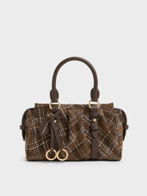 Charles & Keith - Britton Checkered Top Handle Tote Bag