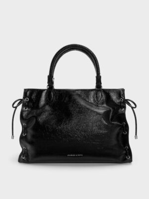 CHARLES & KEITH - Large Nylah Grommet Lace-Up Tote Bag