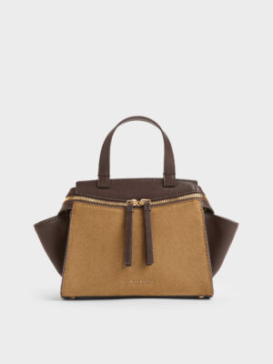 CHARLES & KEITH - Pansy Two-Tone Trapeze Top Handle Bag