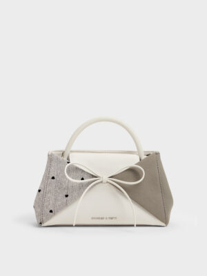 Charles & Keith - Hazel Heart-Print Bow Panelled Top Handle Bag