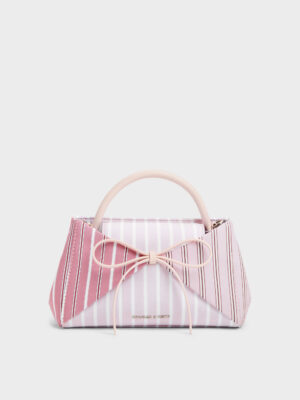 Charles & Keith - Hazel Striped Bow Panelled Top Handle Bag