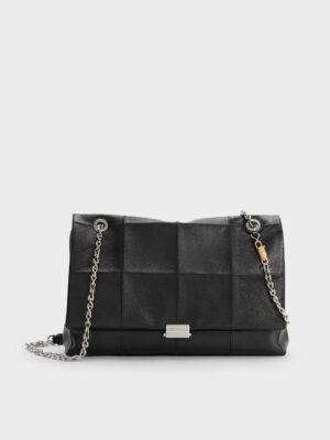 CHARLES & KEITH - Large Delfina Quilted Chain-Strap Shoulder Bag