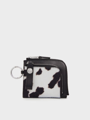 Charles & Keith - Vega Furry Cow-Print Zip-Around Pouch