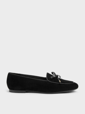 CHARLES & KEITH - Leather & Suede Bow Loafers