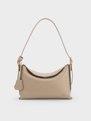CHARLES & KEITH - Leather Top-Flap Hobo Bag