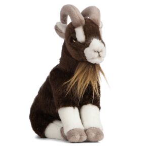Living Nature AN408 Goat Brown with Horns Sitting Soft Plush Toy