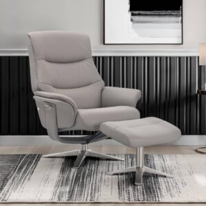 Hudson Real Leather Swivel Recliner - Platinum / Full Leather