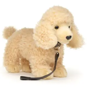Uni Toys R21114R-1 Poodle Apricot/Cream Standing 30cm Dog Plush Toy with Leash