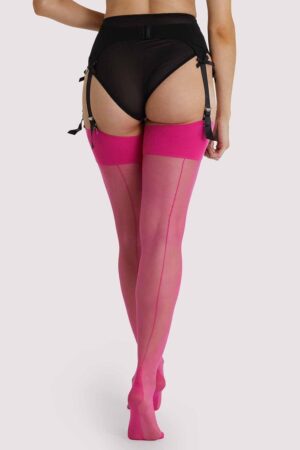 Pink Peacock Seamed Stockings | UK 8-10 | Playful Promises