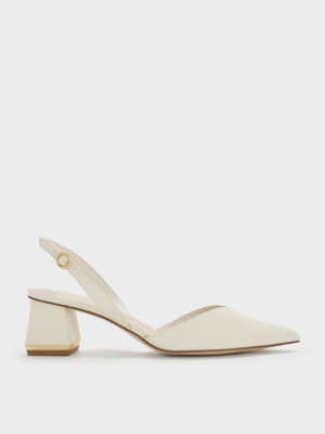 CHARLES & KEITH - Katarina Metallic-Heel Slingback Pumps