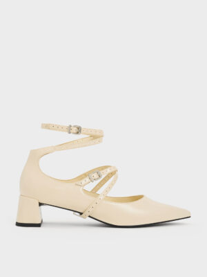 CHARLES & KEITH - Crinkle-Effect Strappy Buckled Pumps