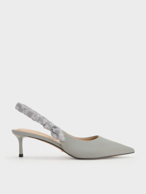 CHARLES & KEITH - Tully Leather Ruched-Strap Slingback Pumps
